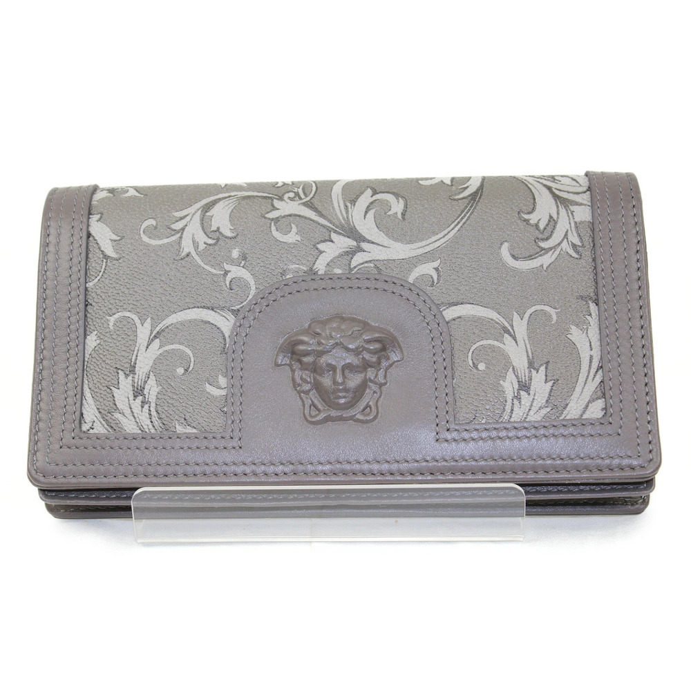 VERSACE chain clutch wallet long bag gray purple